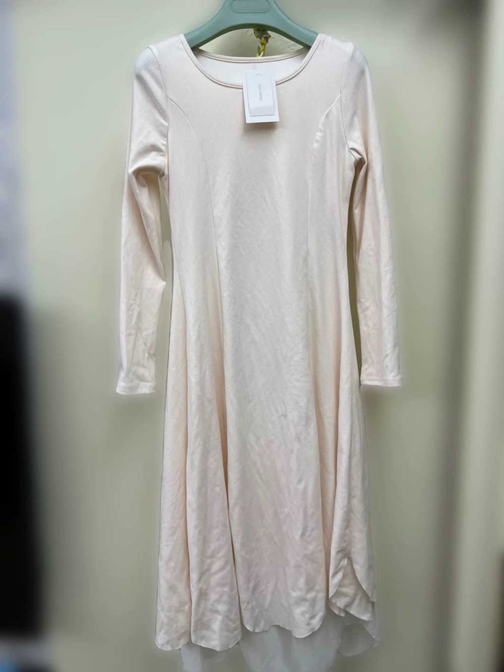 Cream Long Sleeve Midi Dress